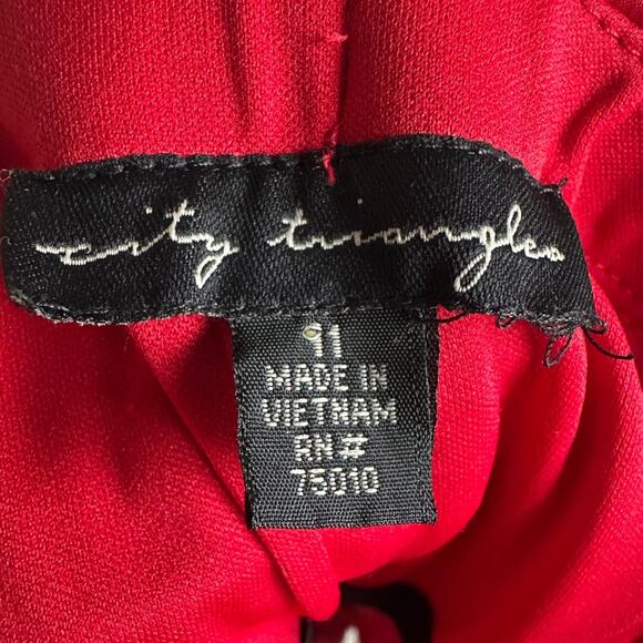 Y2K City Triangles Red Strapless Ruffle Mini Dress Sweetheart Neckline Size 11 - Picture 5 of 8